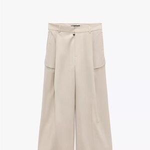 Zara Beige Wide-Leg Trousers